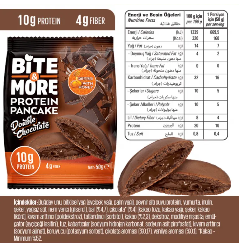 Bite & More High-Protein Pancake (10g Protein) - Muscle Recovery & Sustained Energy 50g each Bite & More