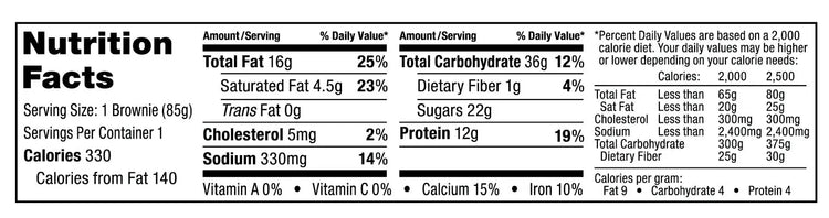 Bake City Brownie + Protein Double Chocolate 16 pieces per Box (16x70.5g) 1128g. Bake City