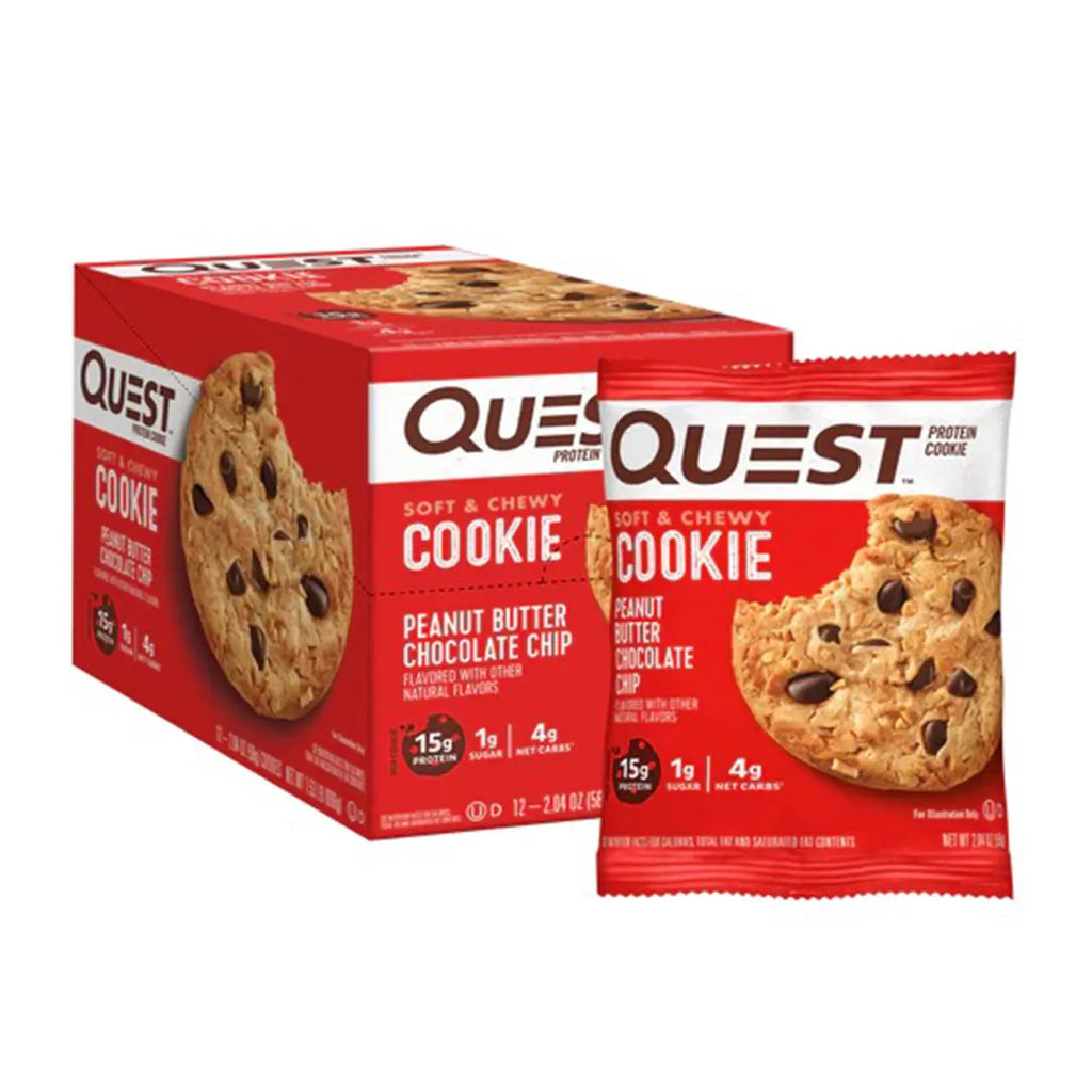 Delicious Quest Nutrition Peanut Butter Chocolate Chip Protein Cookies (12x58g) - 696g | Keto-Friendly Snack Quest Nutrition