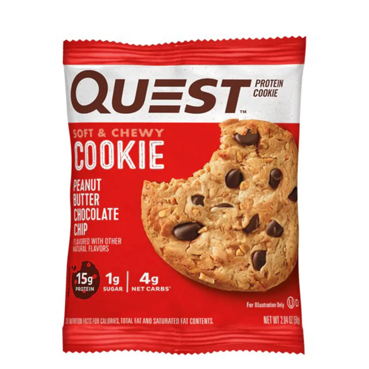 Delicious Quest Nutrition Peanut Butter Chocolate Chip Protein Cookies (12x58g) - 696g | Keto-Friendly Snack Quest Nutrition