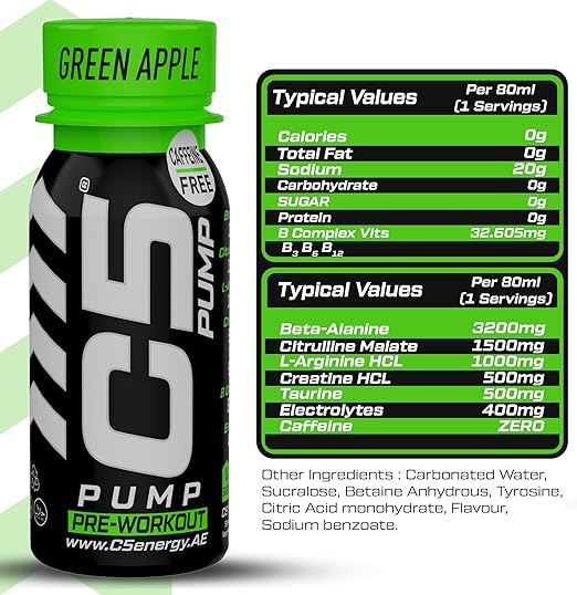 C5 Pump Sugar free Pre-Workout Shot | 12x 77ml ultamade