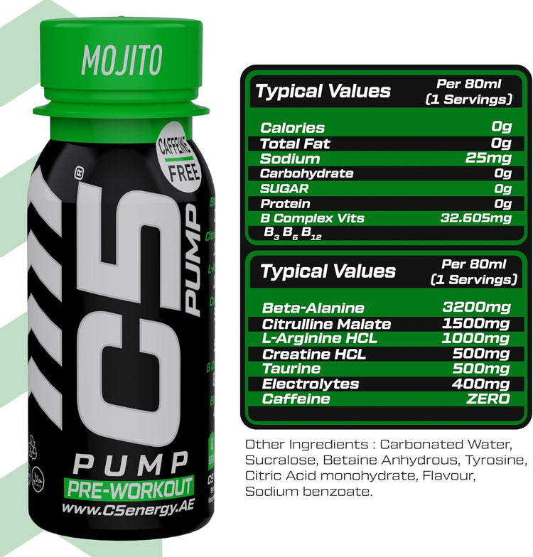 C5 Pump Sugar free Pre-Workout Shot | 12x 77ml ultamade