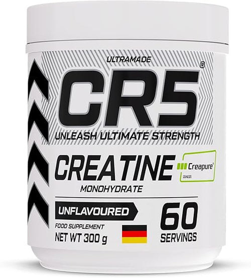 CR5 Creapure® Creatine Monohydrate Powder – Micronized, Pharmaceutical Grade, Unflavoured, 5000mg Per Serving, 60 Servings (300g) – Muscle Strength, Recovery & Lean Muscle Growth Cellucore C4