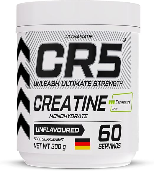 CR5 Creapure® Creatine Monohydrate Powder – Micronized, Pharmaceutical Grade, Unflavoured, 5000mg Per Serving, 60 Servings (300g) – Muscle Strength, Recovery & Lean Muscle Growth Cellucore C4