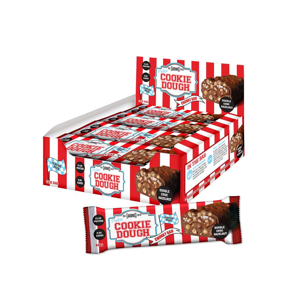 Adonis Protein Cookie Dough Bar: 55g per Piece (12 Pieces, 660g) – High Protein Bar