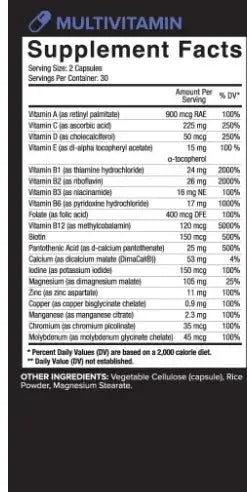 Core nutrition Daily Health Vitamin 30Pack Puzzle Supps