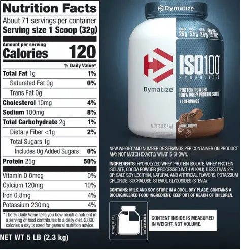 Dymatize ISO 100 Hydrolyzed : Supercharge Your Gains with 25g Protein & BCAAs | 5lb | 2.3kg Dymatize