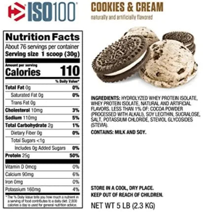 Dymatize ISO 100 Hydrolyzed : Supercharge Your Gains with 25g Protein & BCAAs | 5lb | 2.3kg Dymatize