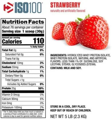 Dymatize ISO 100 Hydrolyzed : Supercharge Your Gains with 25g Protein & BCAAs | 5lb | 2.3kg Dymatize