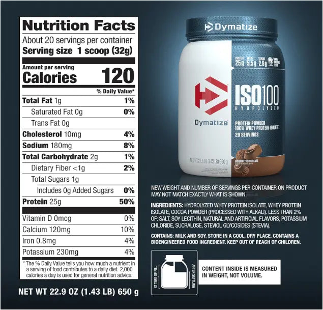 Dymatize ISO 100 Protein Powder - High-Quality Protein for Muscle Recovery- 20 servings Dymatize