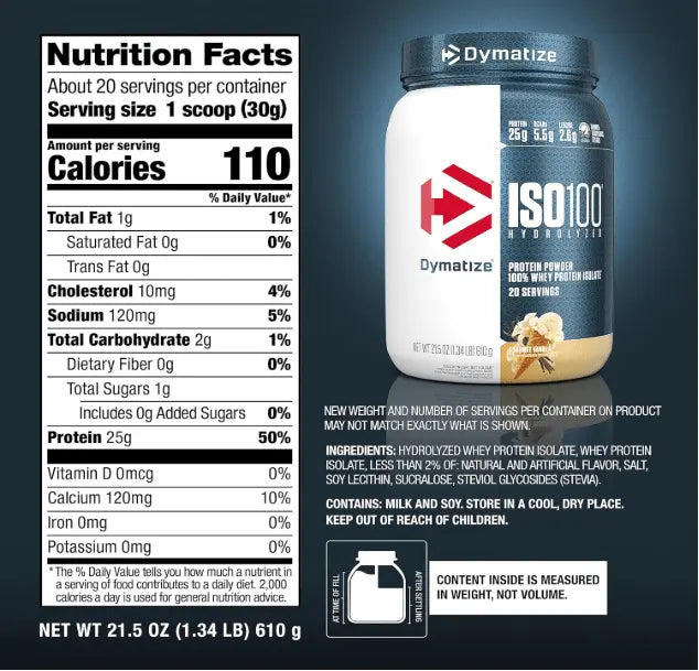 Dymatize ISO 100 Protein Powder - High-Quality Protein for Muscle Recovery- 20 servings Dymatize
