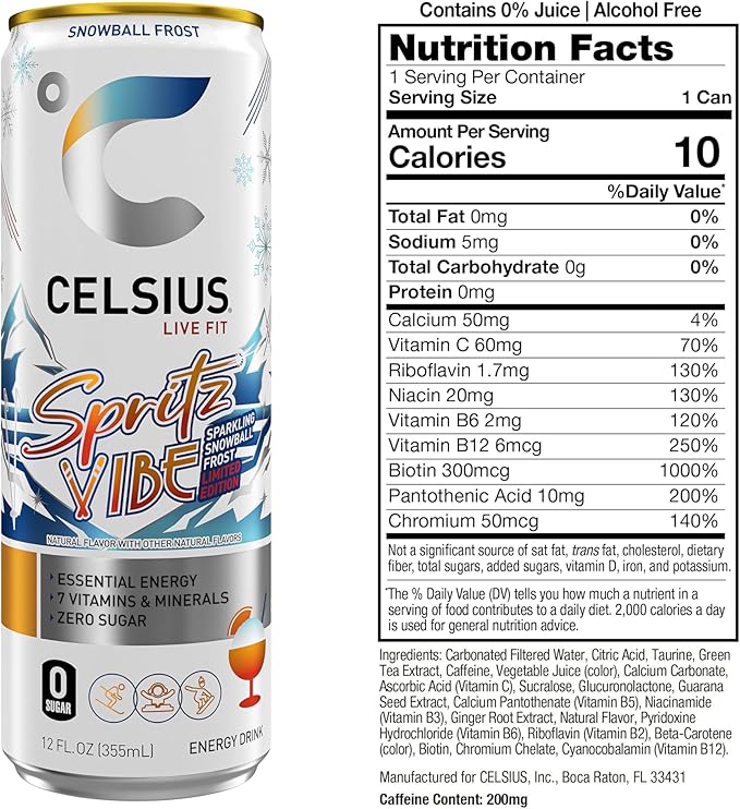 Energize Your Day with Celsius Sparkling Energy Drinks - 12-Pack of 335ml Cans Celsius