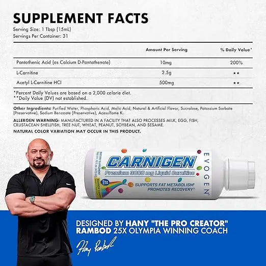 Evogen Carnigen Premium Liquid Carnitine 473ml
