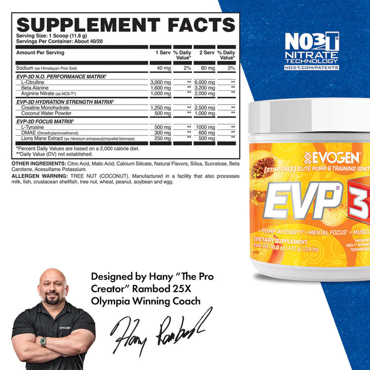 Evogen EVP 3D - The Ultimate Non-Stimulant Pre-Workout for Intense Pumps Evogen