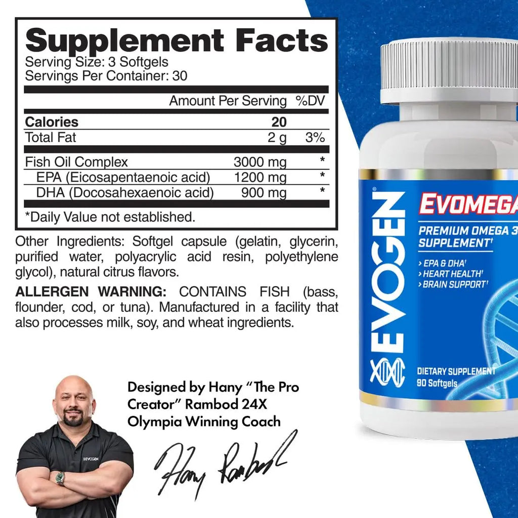 Evogen Evogen OMEGA 3 Premium 90 Softgels - High-Potency Fish Oil - Puzzle Supps