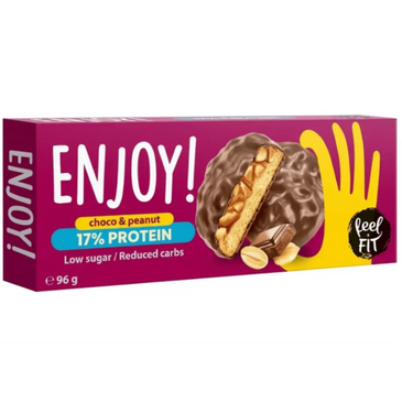 Feel Fit Enjoy! Choco & Peanut Protein Cookies – Low Sugar, 17% Protein, No Palm Oil – 96g Feel Fit