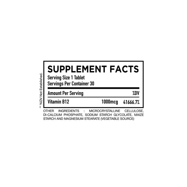 HC Nutrition Vitamin B12 1000MCG 30 tablets Puzzle Supps