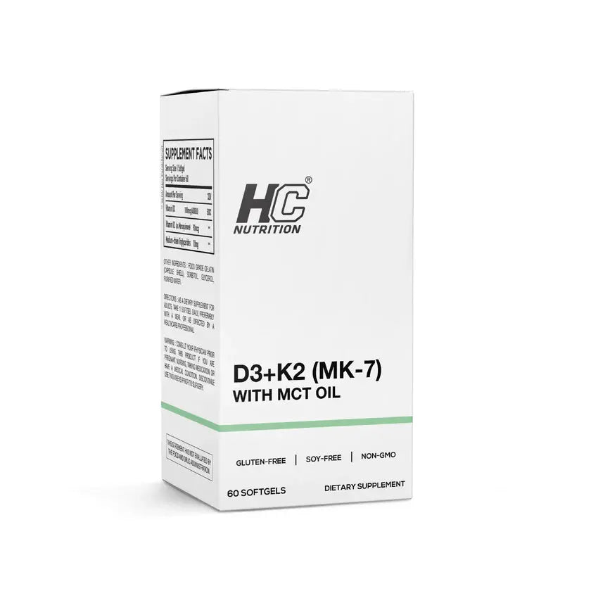 HC Nutrition D3+K2 (MK-7) With MCT OIL (60 Soft gels) Puzzle Supps