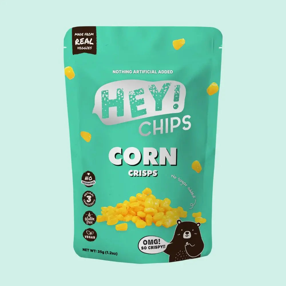 Hey! Crisps Cron Chips — 100% Natural Sweetcorn Crunch- 35g Hey! Chips