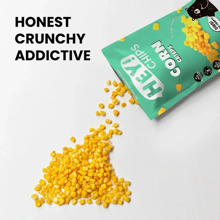 Hey! Crisps Cron Chips — 100% Natural Sweetcorn Crunch- 35g Hey! Chips