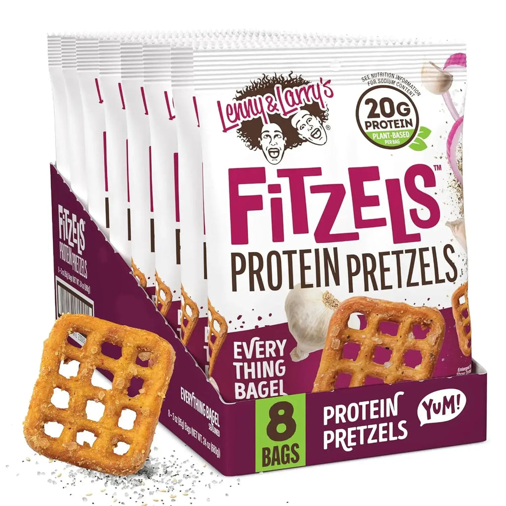 Lenny Larry's FITZELS Pretzel Snacks Incredibly Tasty, High Protein ,Plant Based Protein,8x85g Puzzle Supps