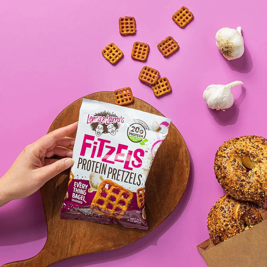Lenny Larry's FITZELS Pretzel Snacks Incredibly Tasty, High Protein ,Plant Based Protein,8x85g Puzzle Supps