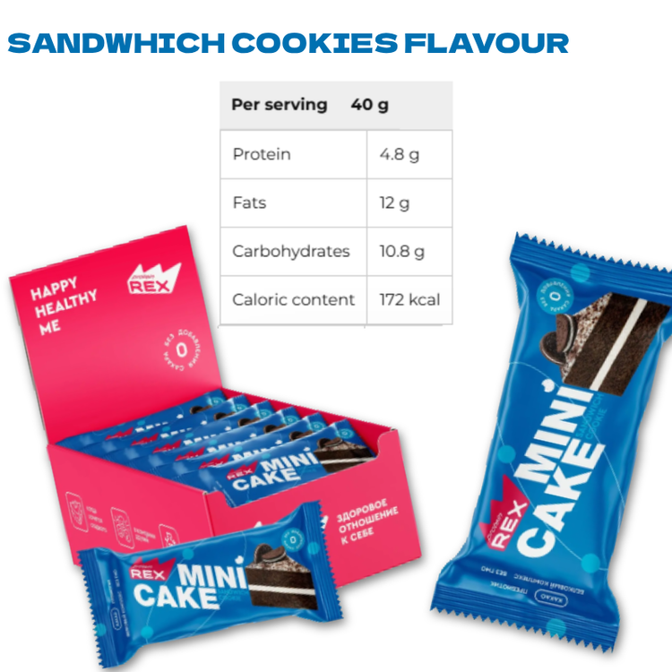 Rex Protein Mini Cake by Rex Bakes: Nutrient-Packed, Guilt-Free Snacking (40gx8) box