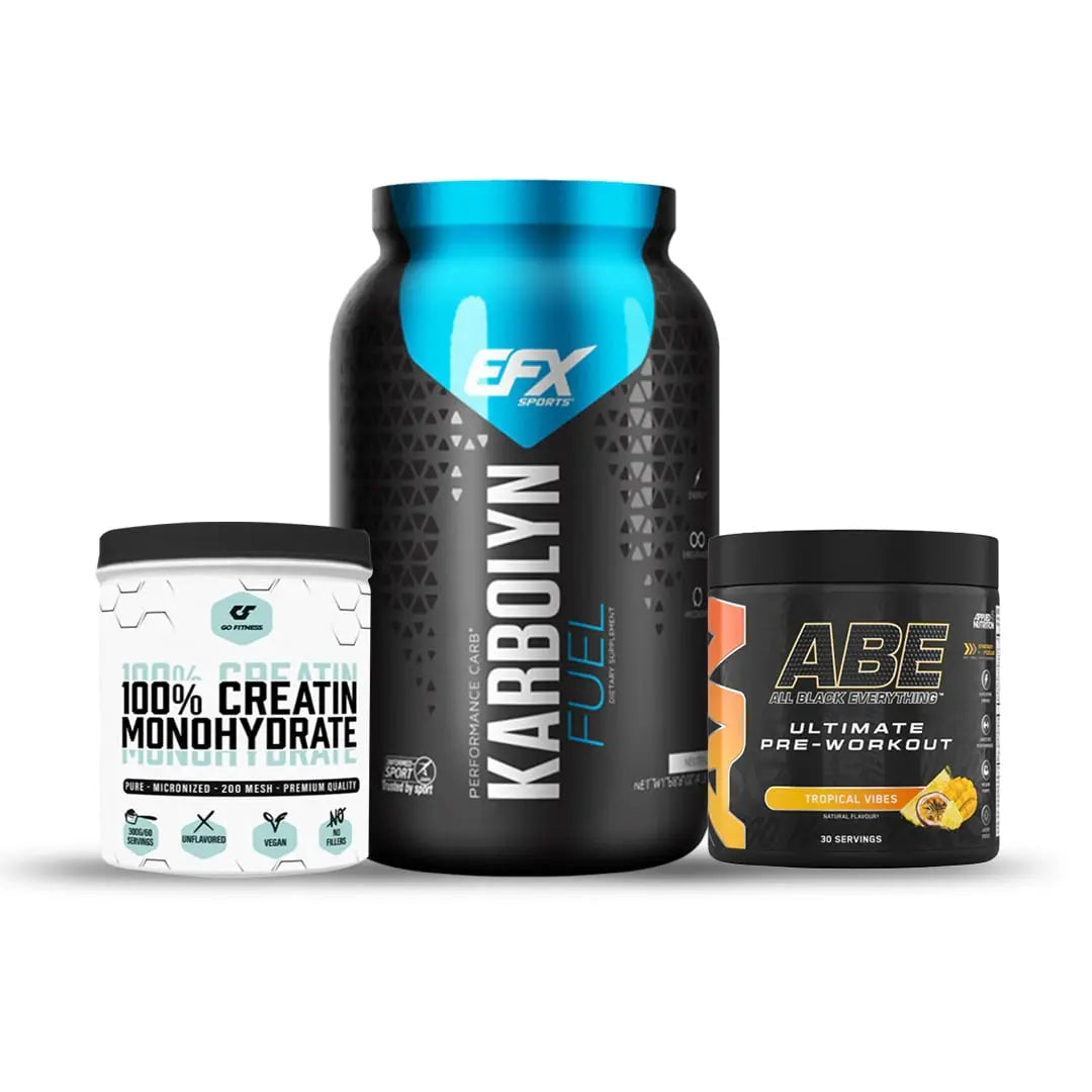 NN Combo 3 in 1: EFX Karbolyn Fuel, ABE pre workout and Creatine powder Adonis
