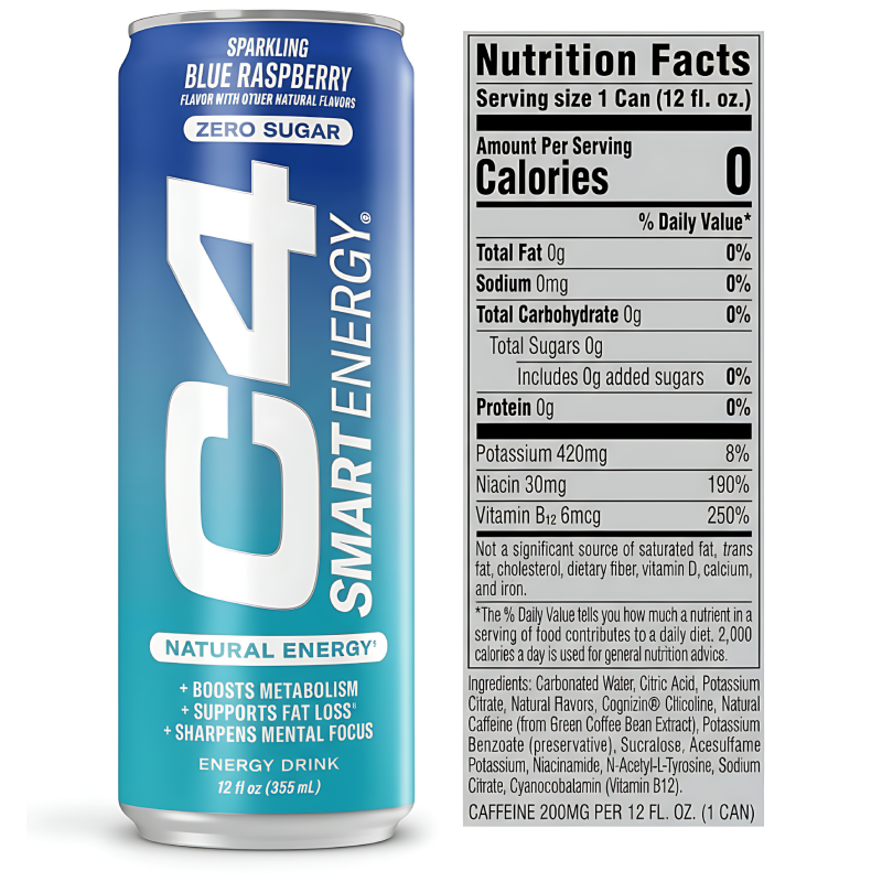 Cellucor C4 RTD Unleash Energy with - Sparkling Smart Energy Drink 355ml | 12-Piece Case