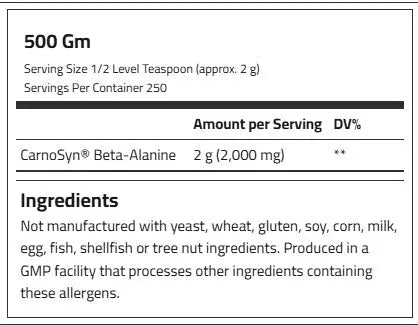 Now Beta Alanine Powder, 500 Gm, Pure Powder, Muscular Endurance, Delays Muscle Fatigue Puzzle Supps