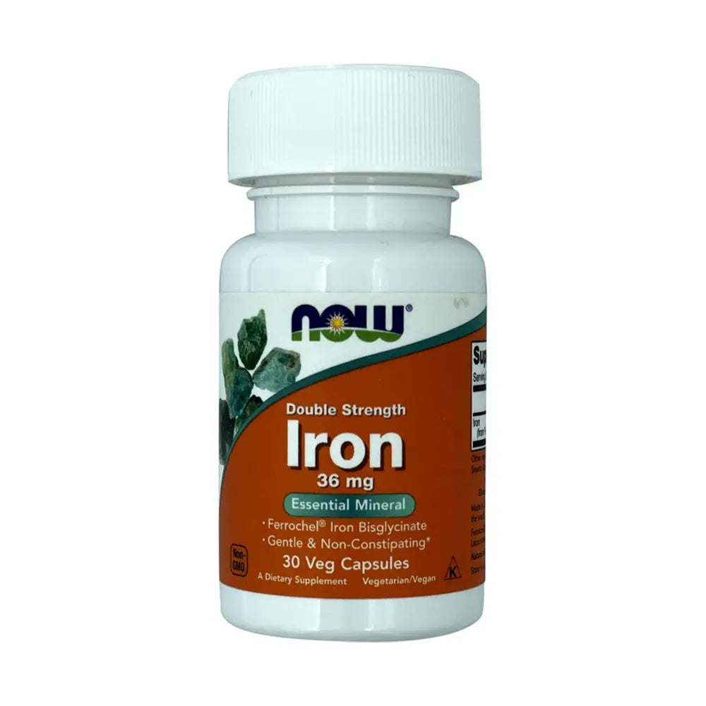 Now Double Strength Iron, 30 Veggie Capsules, 36 mg, Promote Energy Utilization Puzzle Supps