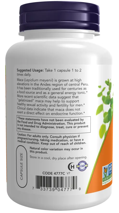 Now Raw maca 750mg 90veg capsules NOW