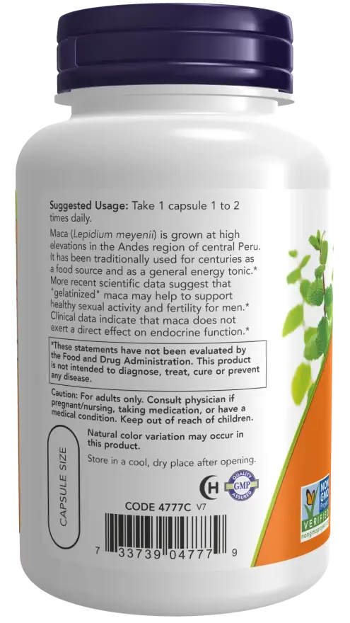 Now Raw maca 750mg 90veg capsules NOW