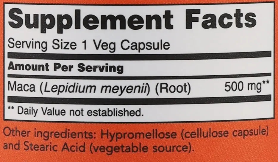Now maca 500mg 100veg capsules NOW