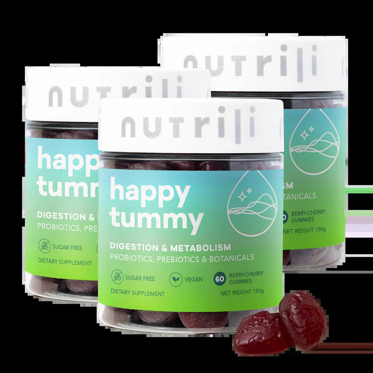 Nutrili Happy Tummy digestion & metabolism berry cherry flavor gummies 150g nutrili