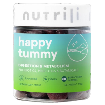 Nutrili Happy Tummy digestion & metabolism berry cherry flavor gummies 150g nutrili