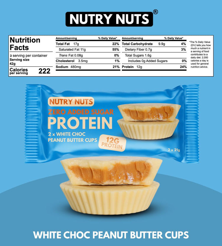 Nutry Nuts Protein Peanut Butter Cups | High Protein Snack | Gluten-Free | No Palm Oil | Delicious Chocolate Treat- 12x42g Nutry Nutz