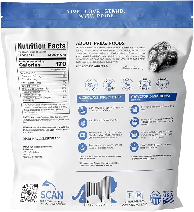 Pride Food Rice ‘N Grinds – Wholesome Natural Hot Rice Cereal 591.6g Pride