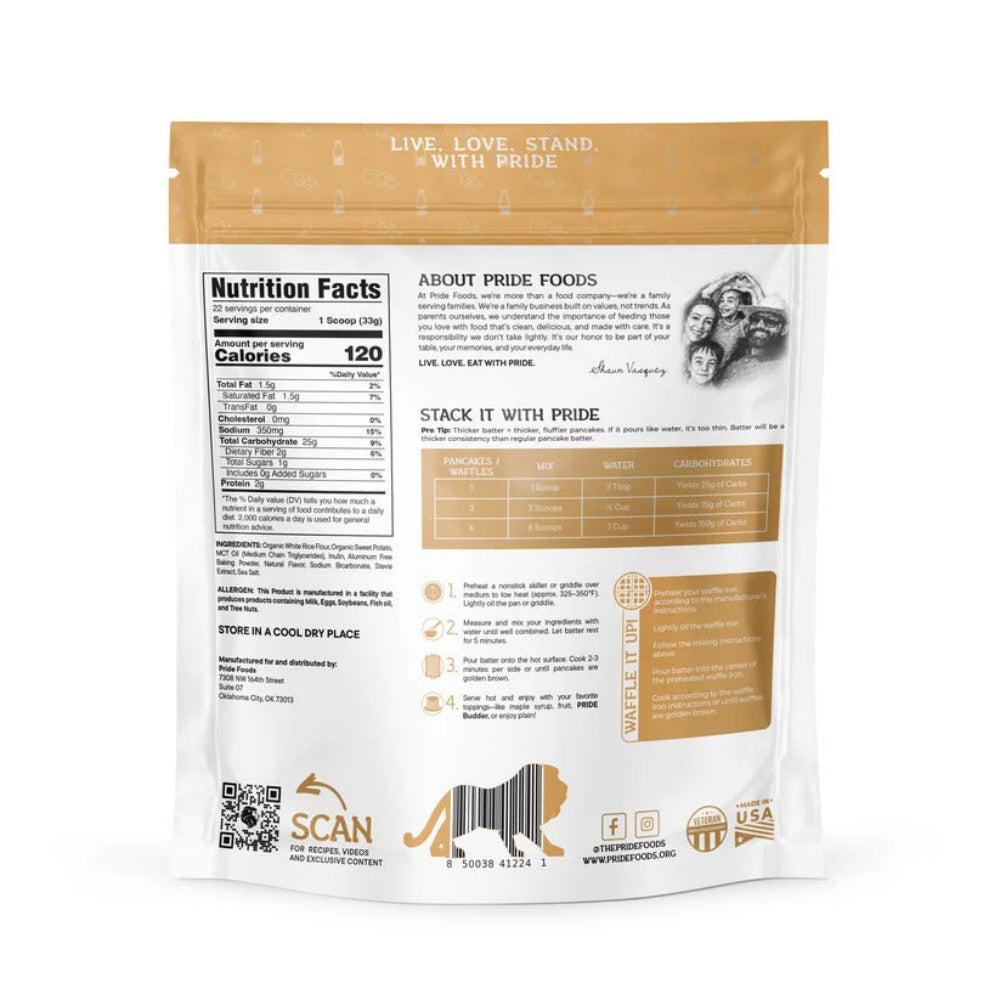 Pride food Pride Stacks Pancakes & waffles mix - made with organic WHITE RICE| JUST ADD WATER Puzzle Supps