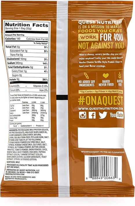 Quest Ranch Tortilla Style Protein Chips: for Anytime Snacking- (8x32g) 256g