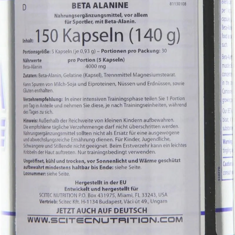 Scitec Nutrition BETA ALANINE 150 CAPSULE Scitec Nutrition