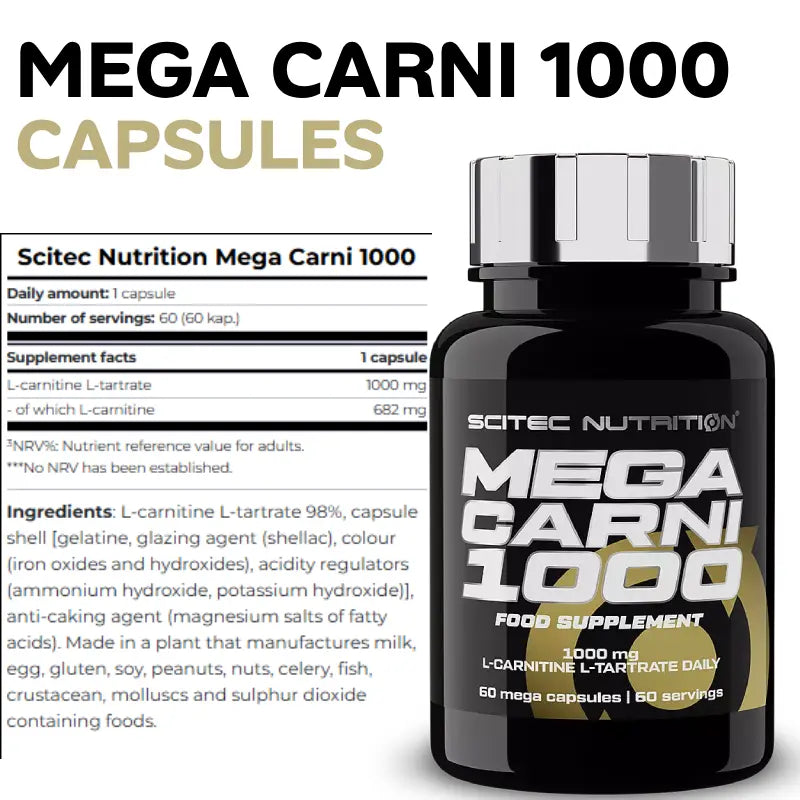 Scitec Nutrition Mega Carni 1000 60 Capsules - Puzzle Supps Scitec Nutrition Mega Carni 1000 60 Capsules - Puzzle Supps
