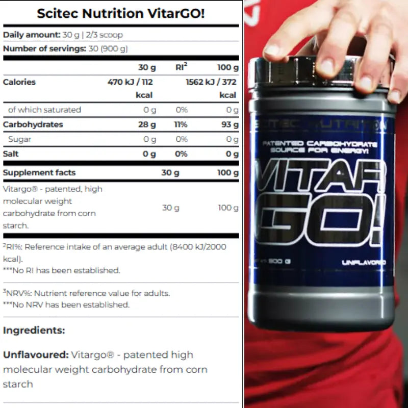 Scitec Nutrition Vitargo 900g - Rapid Glycogen Loading Carbohydrate Supplement for Peak Performance Scitec Nutrition