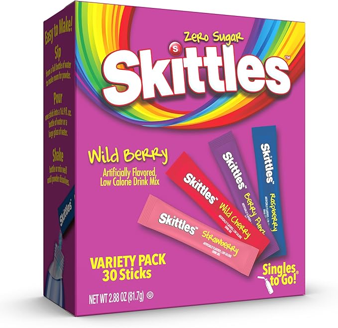 Skittles Singles To Go - Wild Berry Mix, 4 Flavors,Zero- Guilt Flavor Burst: Skittles