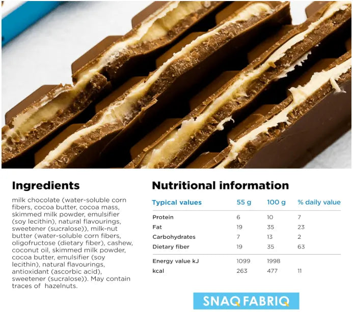 Snaq Fabriq Milky Chocolate: Smooth Milk Chocolate with Milky Nut Filling (12x55g) Snaq Fabriq