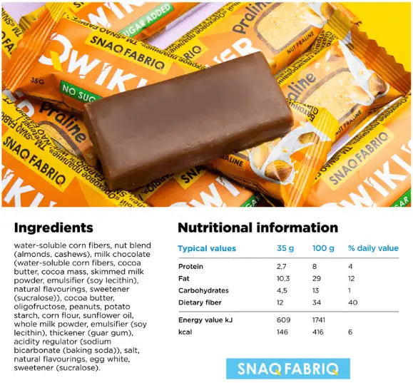 Snaq Fabriq Qwikler Chocolate Bar - Nutty Marzipan Bliss in 12-Pack (420g) Snaq Fabriq