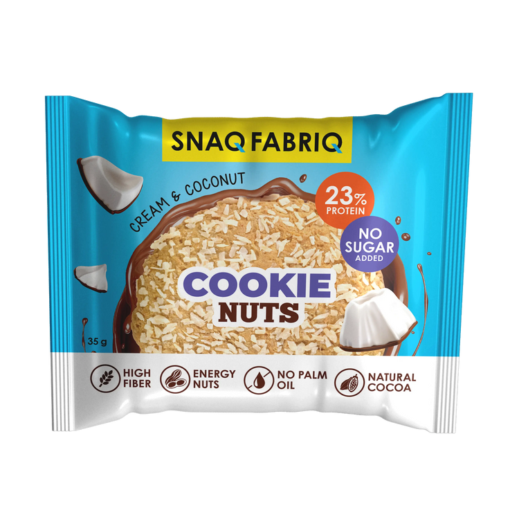 Snaq Fabriq Cookie Nuts Cream & Coconut 12x35g (no Sugar) Snaq Fabriq