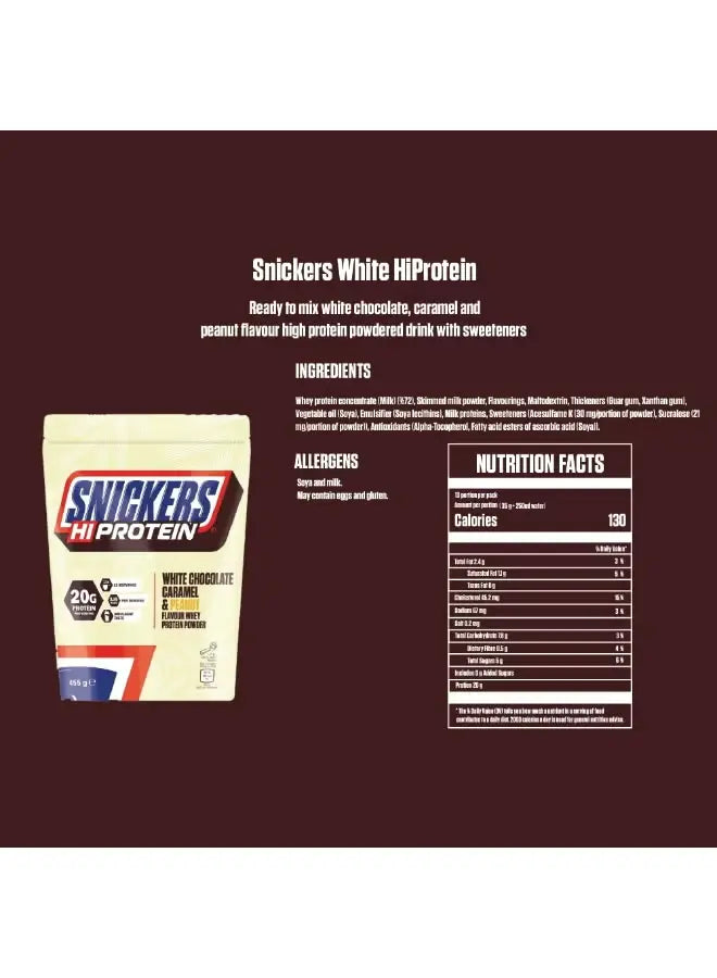 Snickers Hi-Protein Whey Powder - 455g Snickers