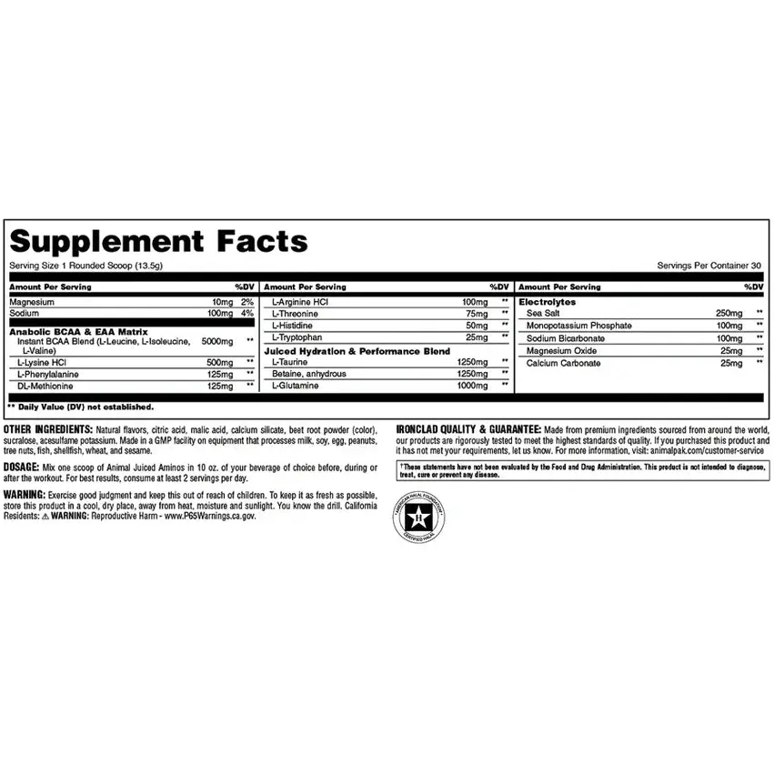Universal Nutrition Animal Juiced Aminos, 30 Servings,  Workout Recovery Universal Nutrition
