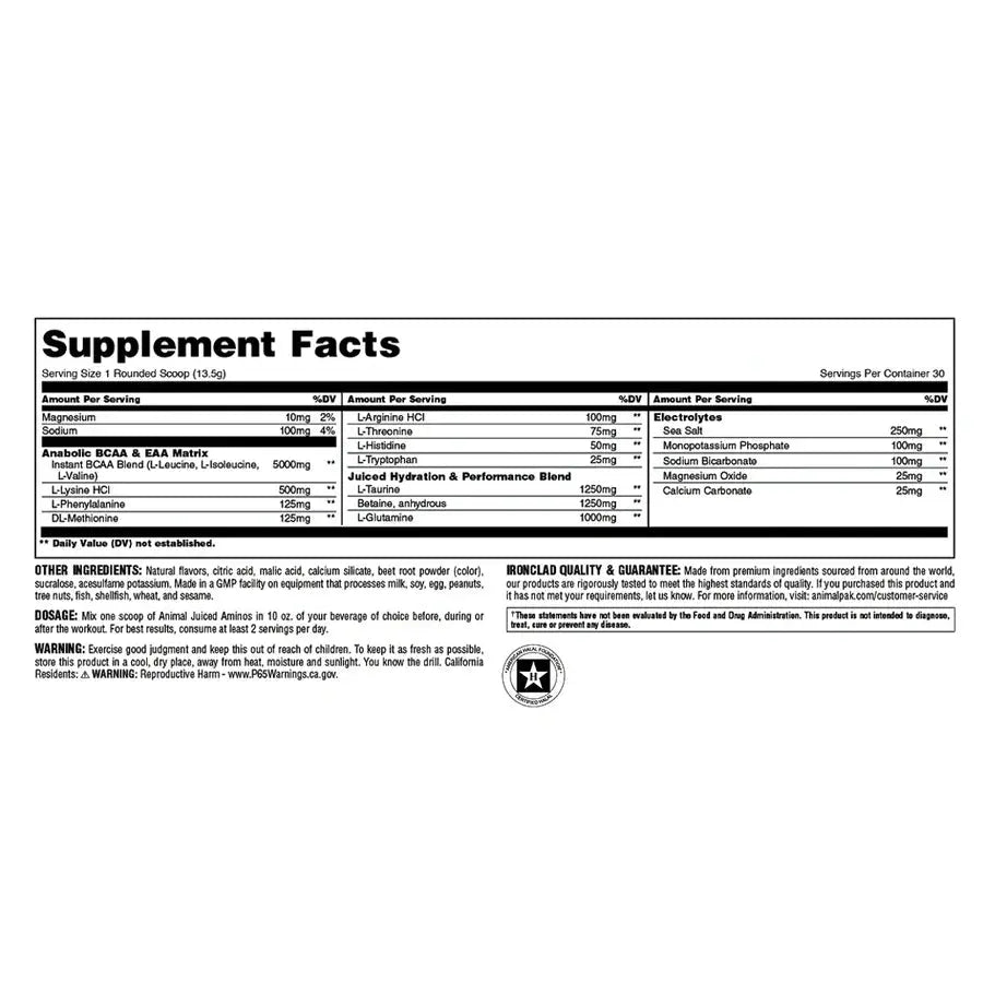 Universal Nutrition Animal Juiced Aminos, 30 Servings,  Workout Recovery Universal Nutrition